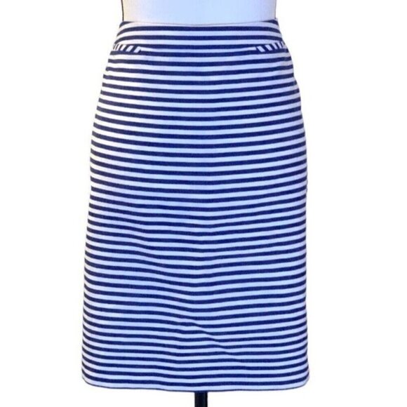 Halogen Womens Blue White Striped Straight Pencil Skirt Size 14 Lined Classy - Picture 6 of 16